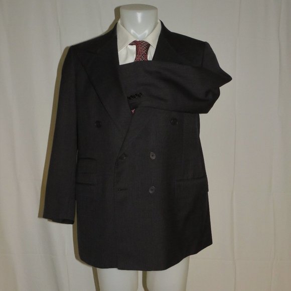 Ralph Lauren Purple Label Gray Birdseye 6x2 VTG Double Breasted Sport Coat 44R - Picture 5 of 11